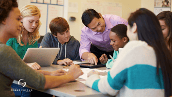 Students working in the classroom